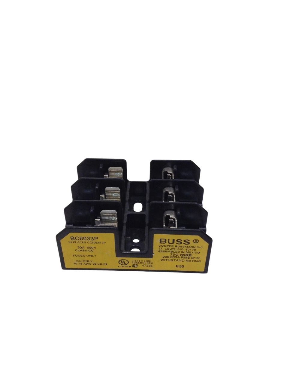 Bussmann BC6033P Fuse Block 600V 30A BC Series