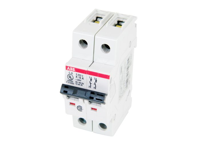 ABB S202U-K16 Circuit Breaker | 240V 16A 2P 10kA@240V Bolt-On S 200 U Series