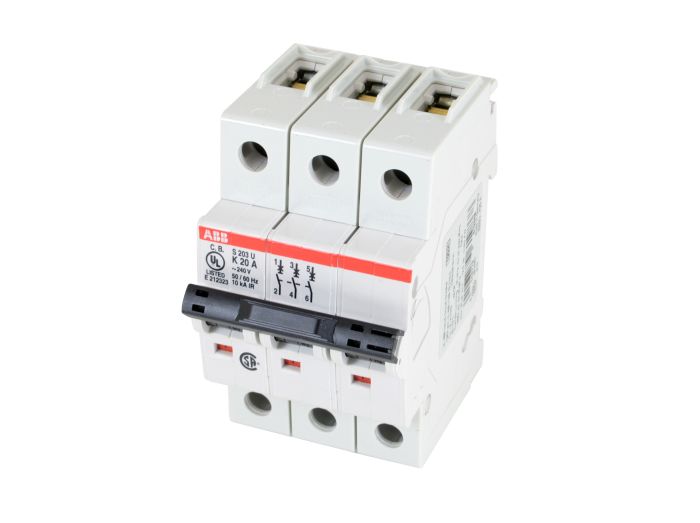 ABB S203U-K20 Circuit Breaker | 240V 20A 3P 10kA@240V Bolt-On S 200 U Series