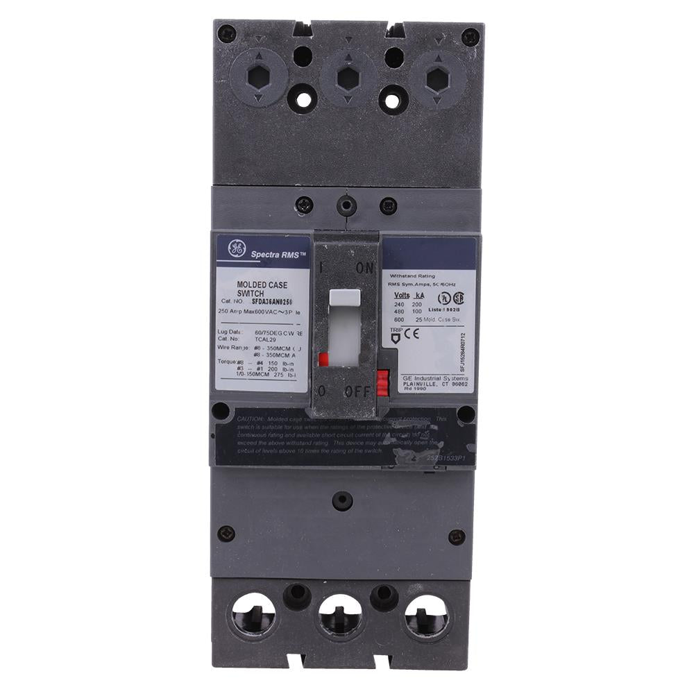 General Electric SFDA36AN0250 Circuit Breaker | 600V 250A 3P 100kA@480V Bolt-On Spectra Series