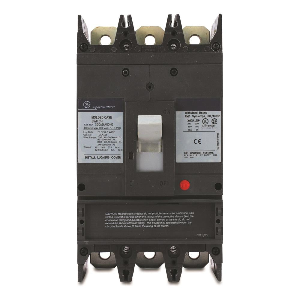 General Electric SGDA36AN0400 Molded Case Circuit Breaker | 600V 400A 3P 65kA@240V Bolt-On Spectra Series