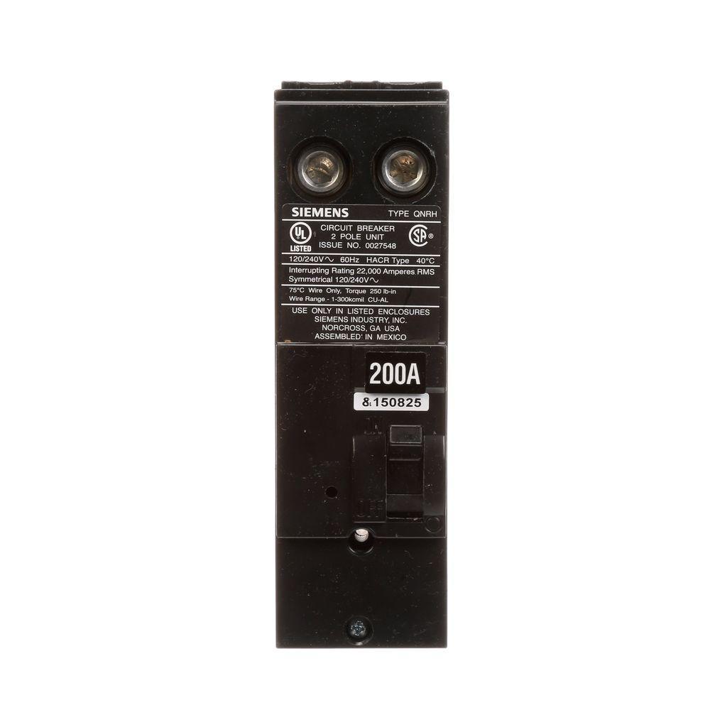 Siemens QN2200RH Circuit Breaker | 240V 200A 2P 22kA@240V Plug-In Q Series