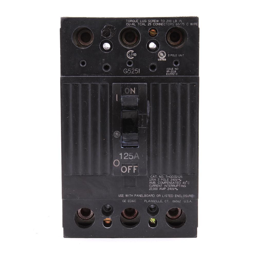 General Electric THQD32125 Circuit Breaker | 240V 125A 3P 22kA@240V Bolt-On Q-Line