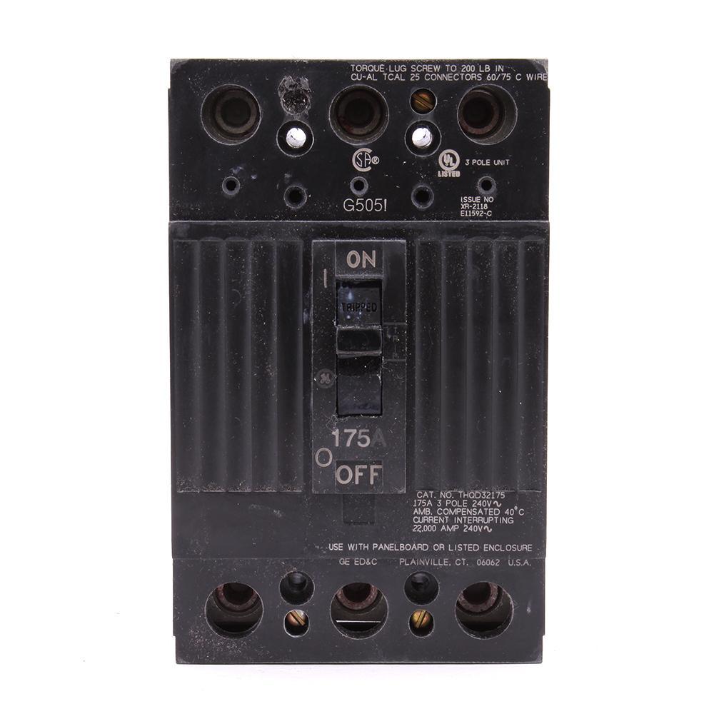 General Electric THQD32175 Circuit Breaker | 240V 175A 3P 22kA@240V Bolt-On Q-Line