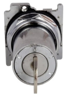 Cutler-Hammer 10250T433 Heavy-Duty Pushbutton Silver Actuator Chrome Bezel Keyed Positions