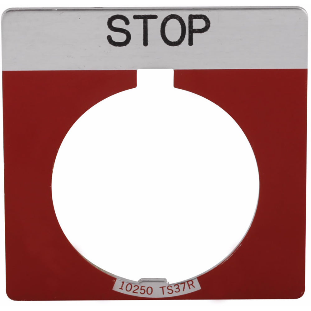 Cutler-Hammer 10250TS37 Pushbutton Legend Plate | Satin Aluminum Field Red Lower Blank White Legend 10250T Series