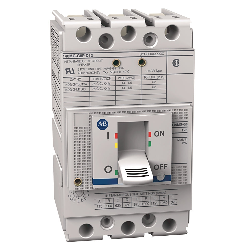 Allen-Bradley 140MG-G8P-D10 Circuit Breaker | 600V 100A 3P 65kA@480V Bolt-On