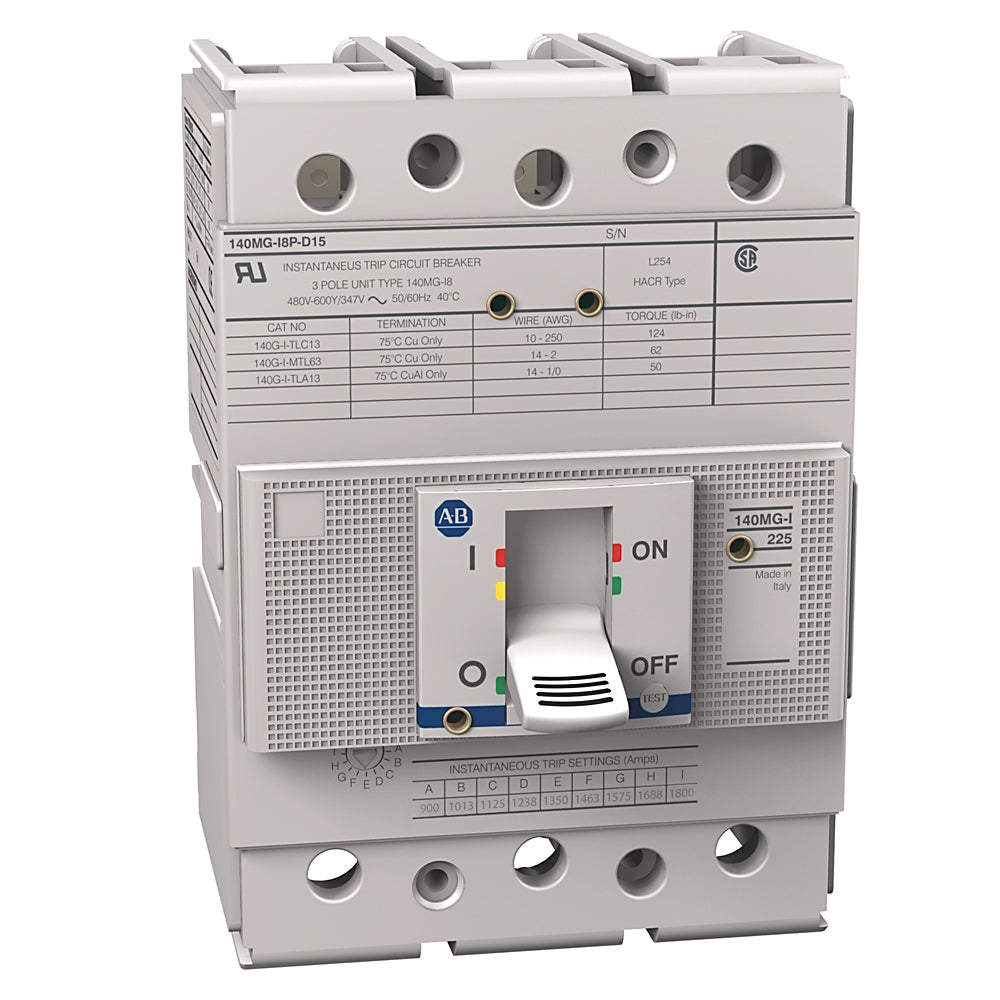 Allen-Bradley 140MG-I8P-D15 Circuit Breaker | 600V 150A 3P 65kA@480V Bolt-On Magnetic Only