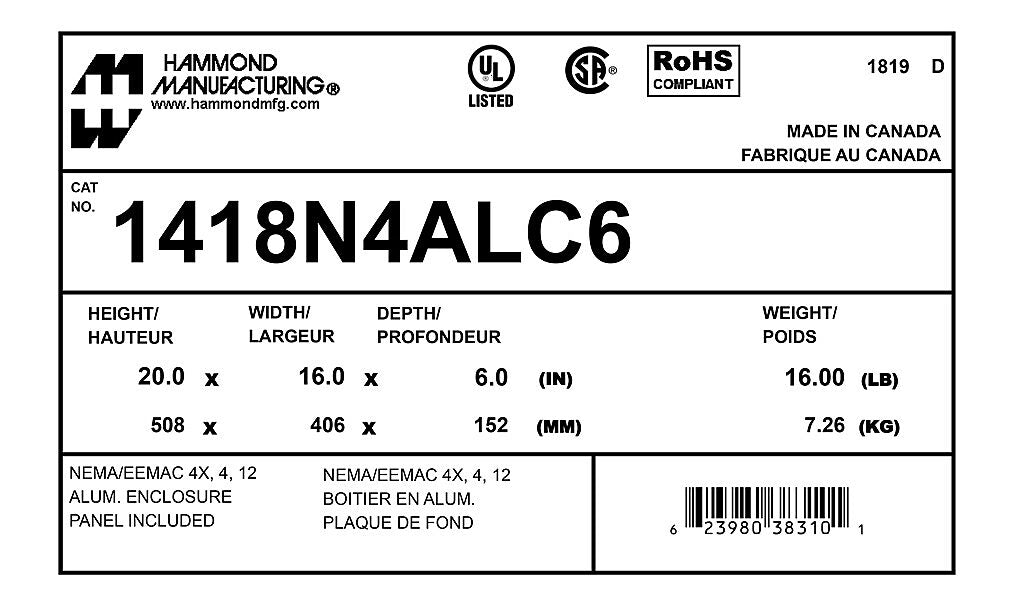 Hammond 1418N4ALC6 Circuit Breaker Enclosure