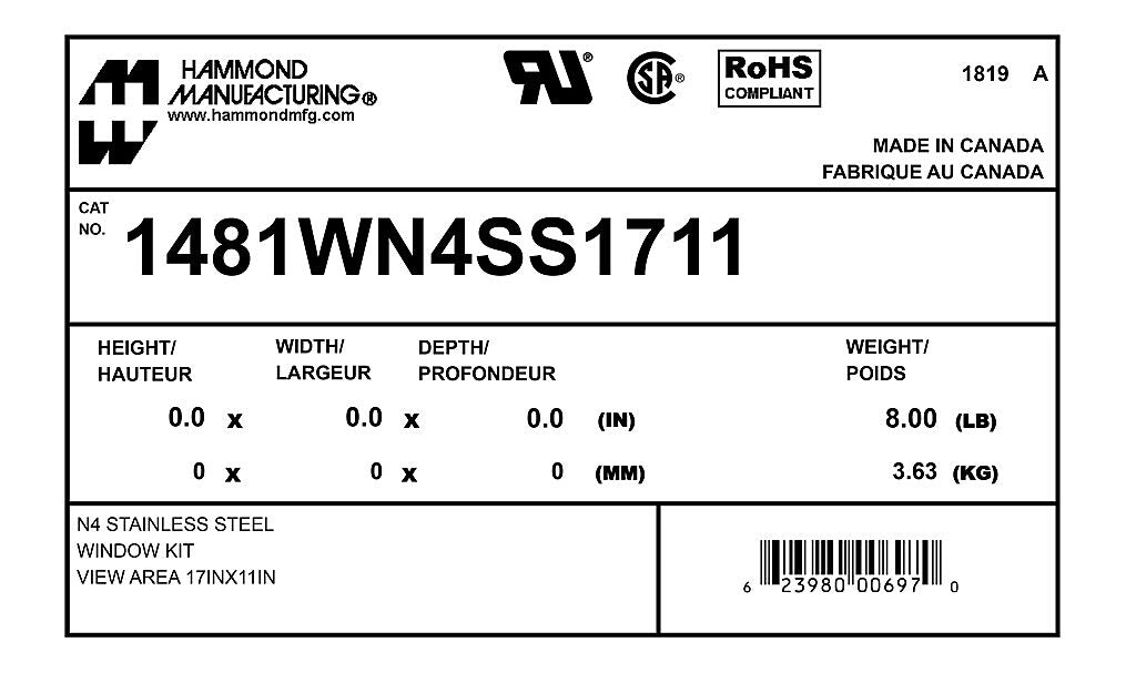 Hammond 1481WN4SS1711 Circuit Breaker Enclosure