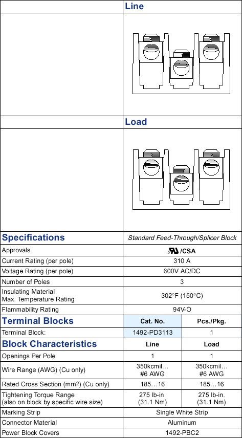 Allen-Bradley 1492-PD3113 Motor Control Part And Accessory | Compatible Frames EB