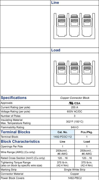 Allen-Bradley 1492PD3C112 Motor Control Part And Accessory | Compatible Frames FB