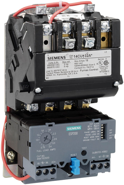 Siemens 14CUD32AC Motor Starter 3 pole 3 phase 600V 22A 440V coil