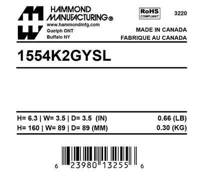 Hammond 1554K2GYSL Circuit Breaker Enclosure