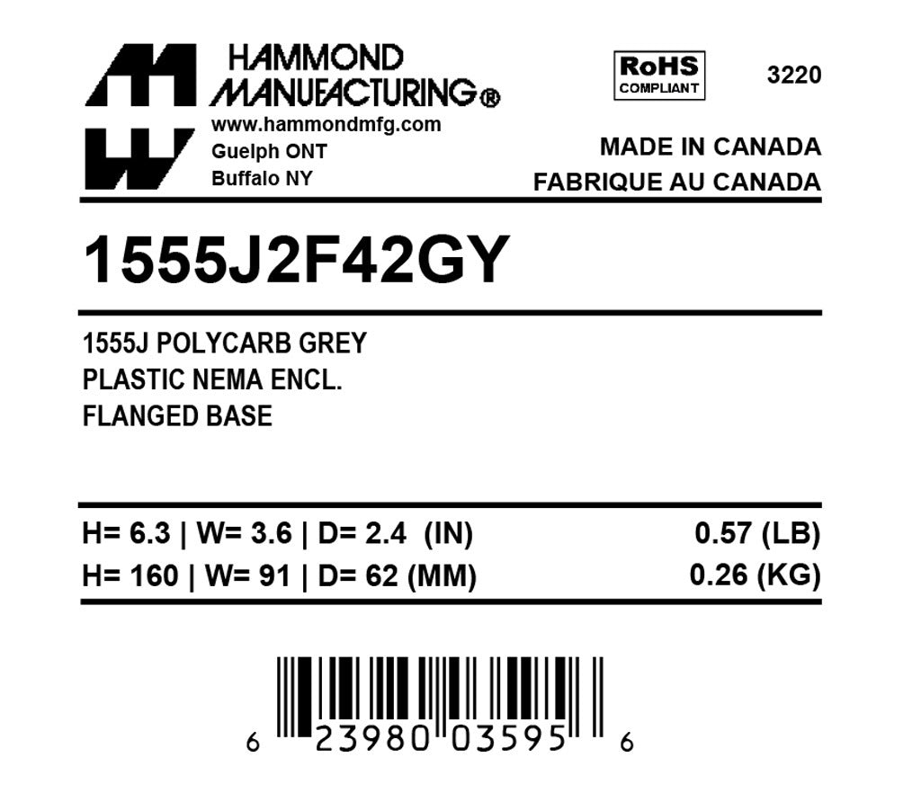 Hammond 1555J2F42GY Circuit Breaker Enclosure