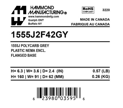Hammond 1555J2F42GY Circuit Breaker Enclosure