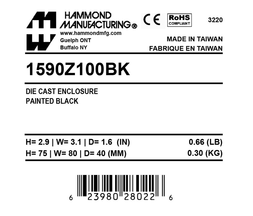 Hammond 1590Z100BK Circuit Breaker Enclosure
