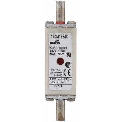Bussmann 170M1564D Low Voltage Fuse | 690V 50A 200kA@690Vac gR Class Knife Blade NH