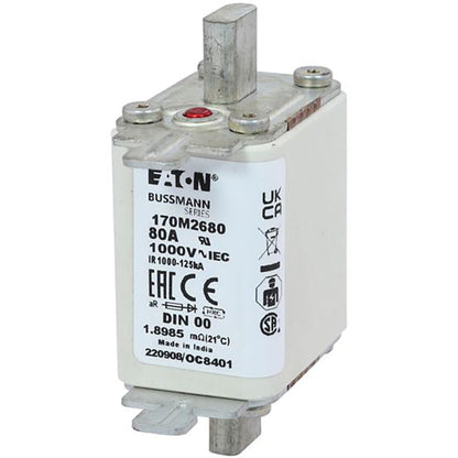 Bussmann 170M2680 Low Voltage Fuse | 1000V 80A 125kA@1000V DIN43620