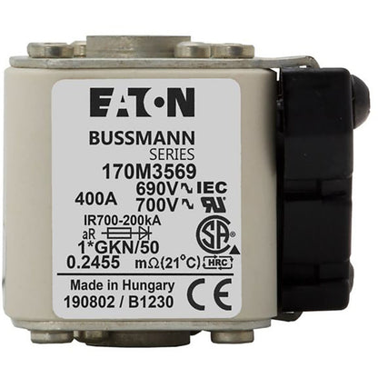 Bussmann 170M3569 Low Voltage Fuse | 700V 400A 200kA@690Vac aR Class NH