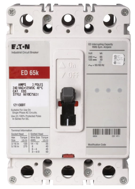 ED3125LVBP10 - Cutler Hammer/ Eaton/ Westinghouse Feed-Thru 125 Amp 3 Pole Circuit Breaker - Essential Electric Supply