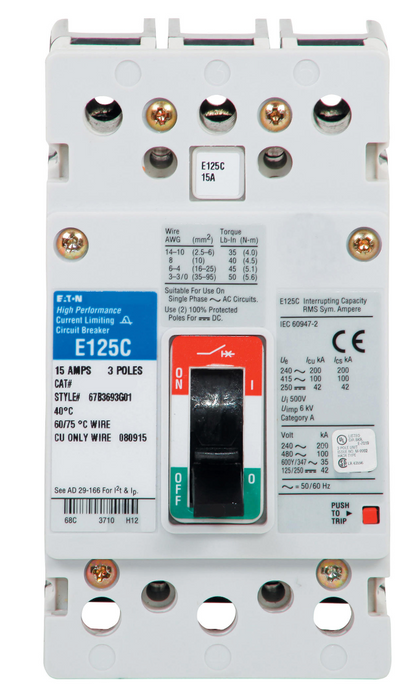 EGB3020FFG - Cutler Hammer Feed-Thru 20 Amp 3 Pole Circuit Breaker - Essential Electric Supply