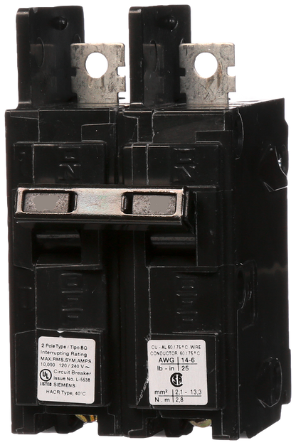 BQ2B025H - Siemens Bolt-On 240V 25A 2 pole circuit breaker 22kA@240V - Essential Electric Supply
