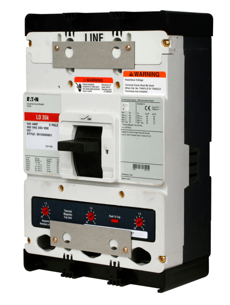 Cutler Hammer HLDB3600W Circuit Breaker | 600V 600A 3P 65kA@480V Bolt-On Series C