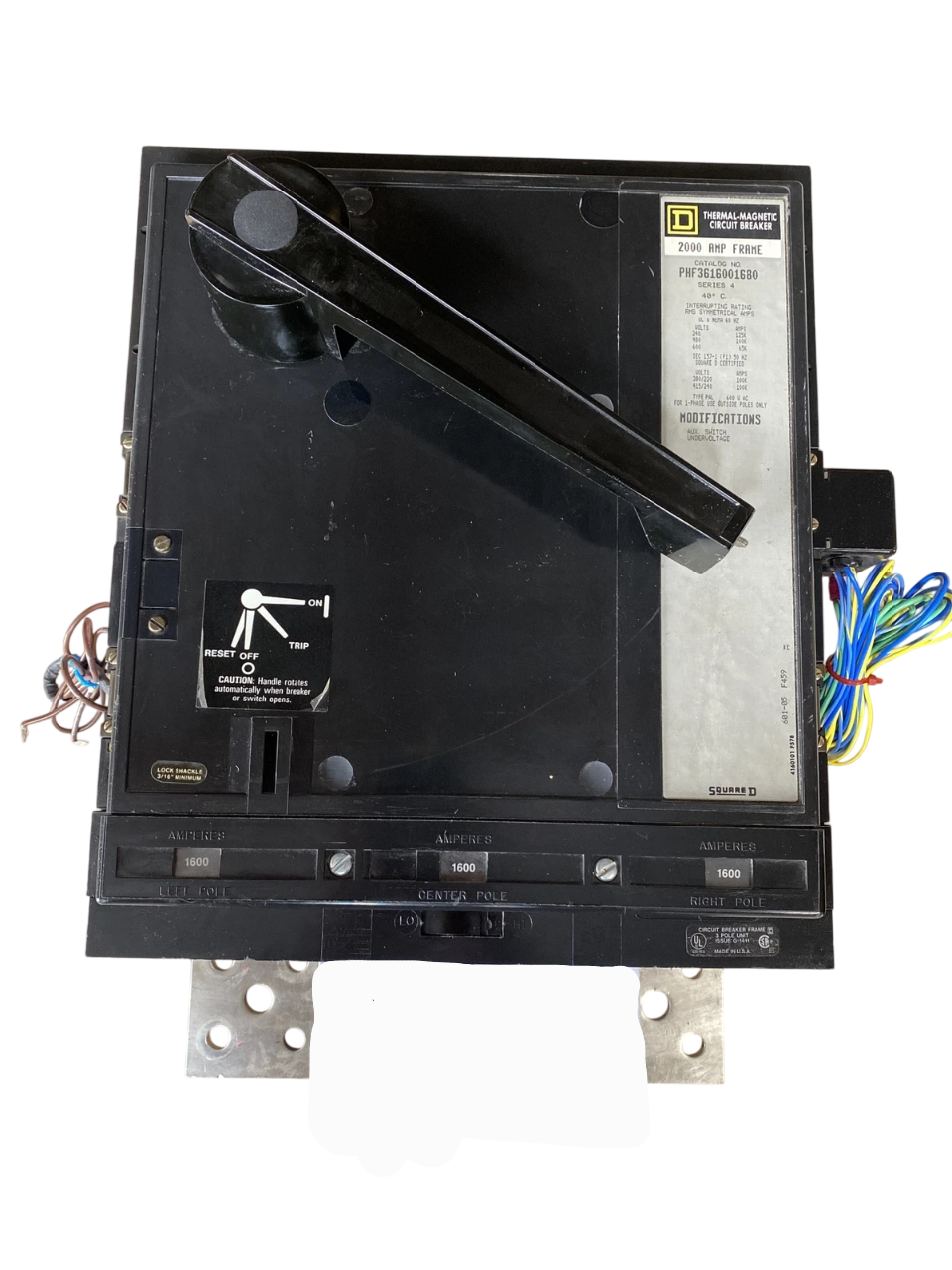 Square D PHF3616001680 Circuit Breaker | 600V 1600A 3P 100kA@480V Bolt-On PHF Series