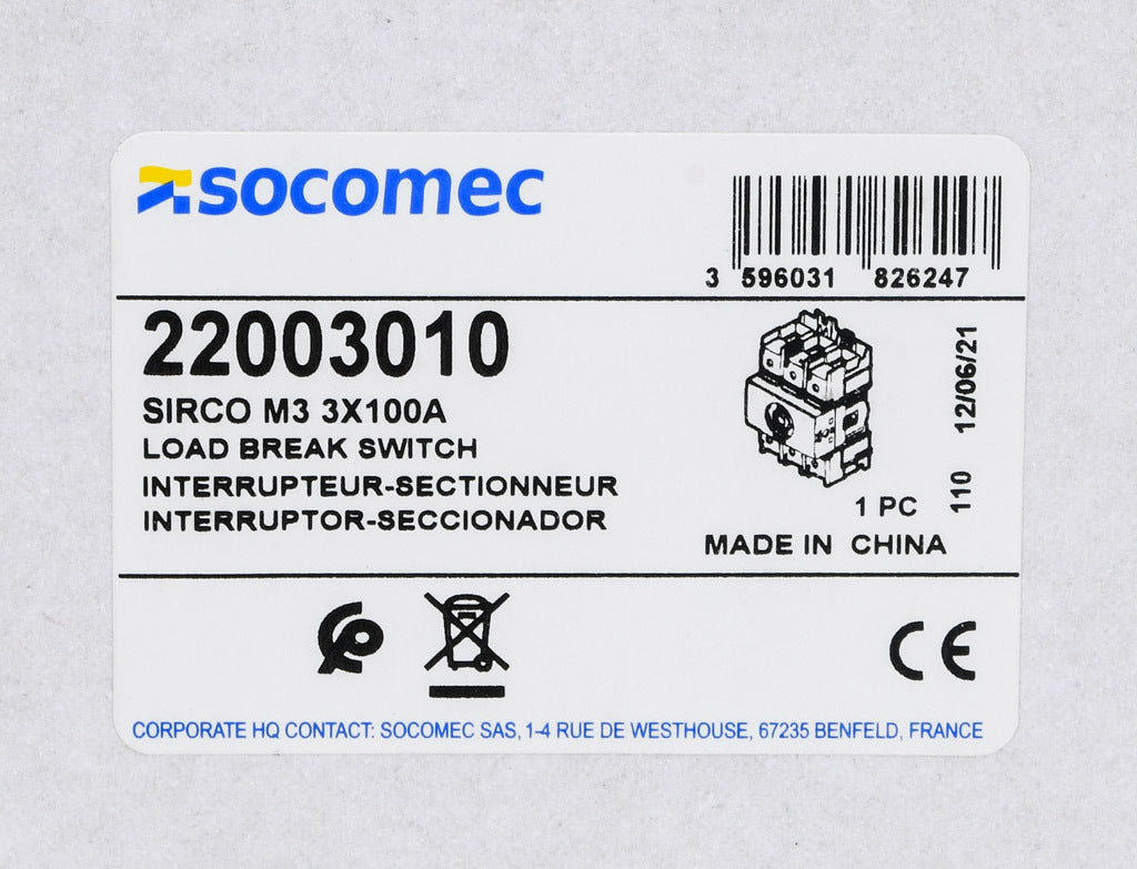 Socomec 22003010 Switch Disconnect PLP