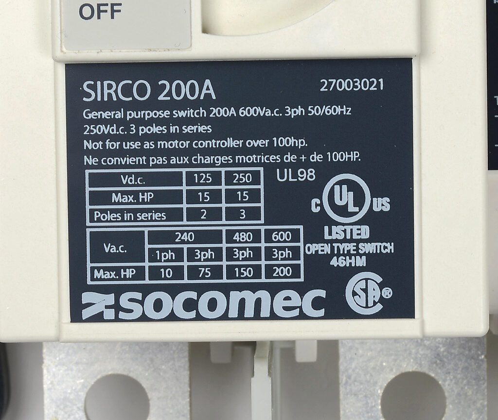 Socomec 27003021 Disconnect Switch | PLP