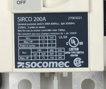Socomec 27003021 Disconnect Switch | PLP