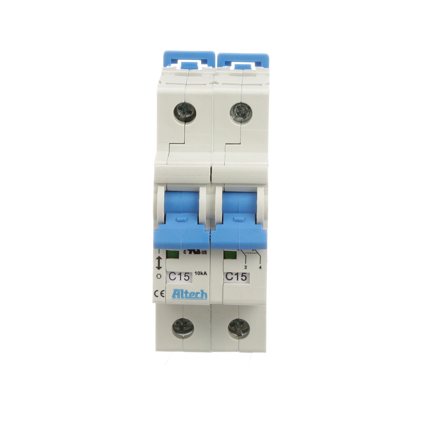 Altech 2CU15R Circuit Breaker | 15A 2P 10kA@480Y/277V Feed-Thru