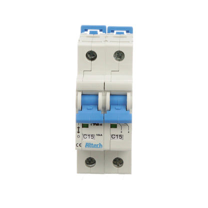 Altech 2CU15R Circuit Breaker | 15A 2P 10kA@480Y/277V Feed-Thru