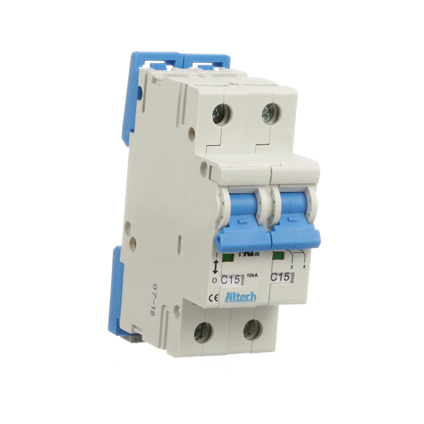Altech 2CU15R Circuit Breaker | 15A 2P 10kA@480Y/277V Feed-Thru