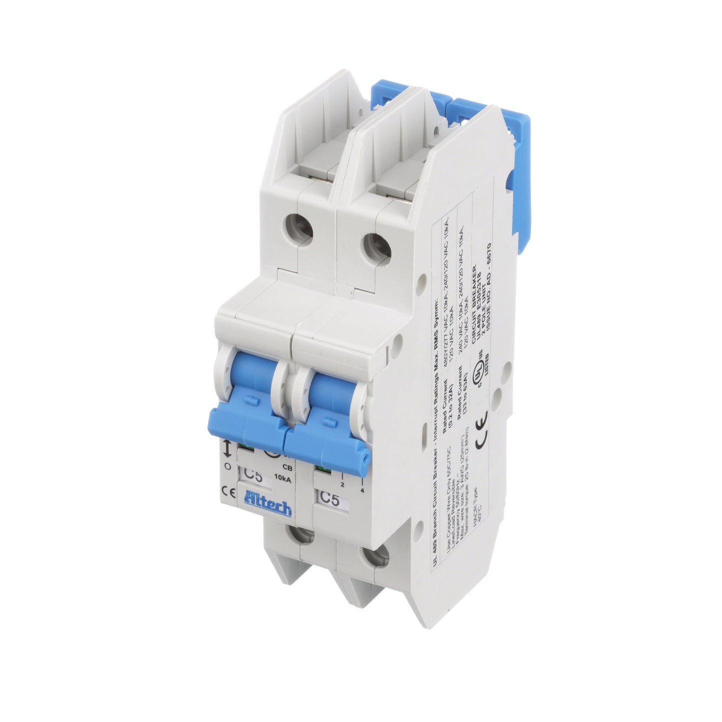 Altech 2CU5L Circuit Breaker | 5A 2P 10kA@480Y/277V Feed-Thru