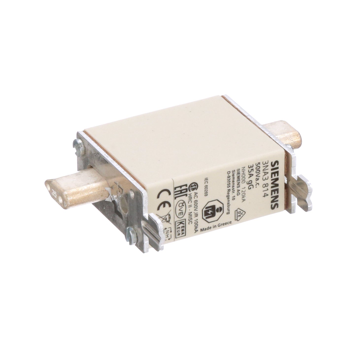 Siemens 3NA3814 Low Voltage Fuse | 500V 35A Knife Blade NH000 3NA
