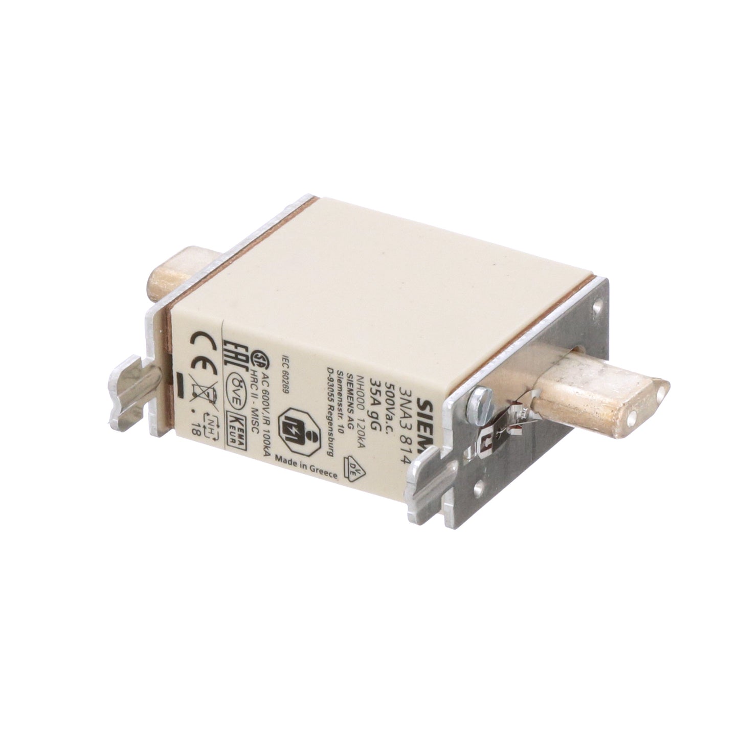 Siemens 3NA3814 Low Voltage Fuse | 500V 35A Knife Blade NH000 3NA