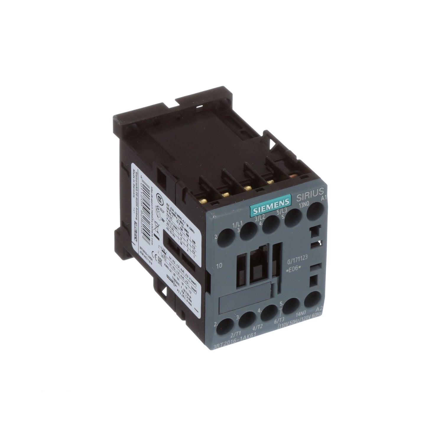 Siemens 3RT20161AK61 Contactors | 9A 4kW 120VAC S00