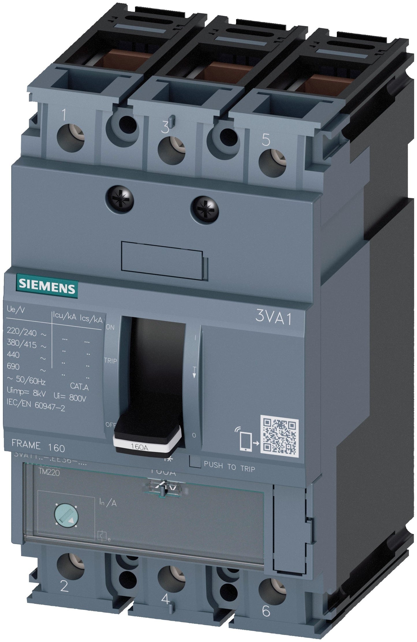 Siemens 3VA1163-3EE36-0AA0 Circuit Breaker | 160A 3P 25kA@415V TM220 3VA
