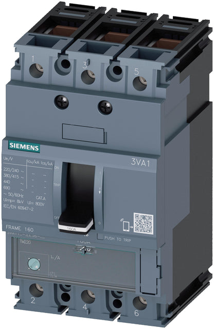 Siemens 3VA1163-3EE36-0AA0 Circuit Breaker | 160A 3P 25kA@415V TM220 3VA
