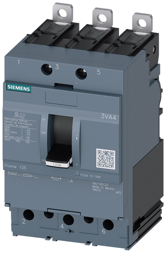 Siemens 3VA4140-6ED34-1AA0 Circuit Breaker | 600V 40A 3P 65kA@480V Bolt-On 3VA