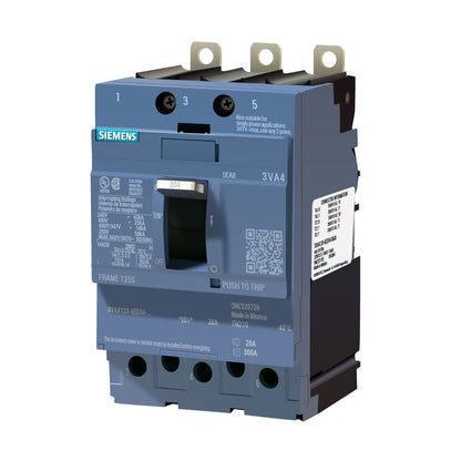 Siemens 3VA4120-4ED34-0AA0 Circuit Breaker | 600V 20A 3P 25kA@480V Bolt-On 3VA