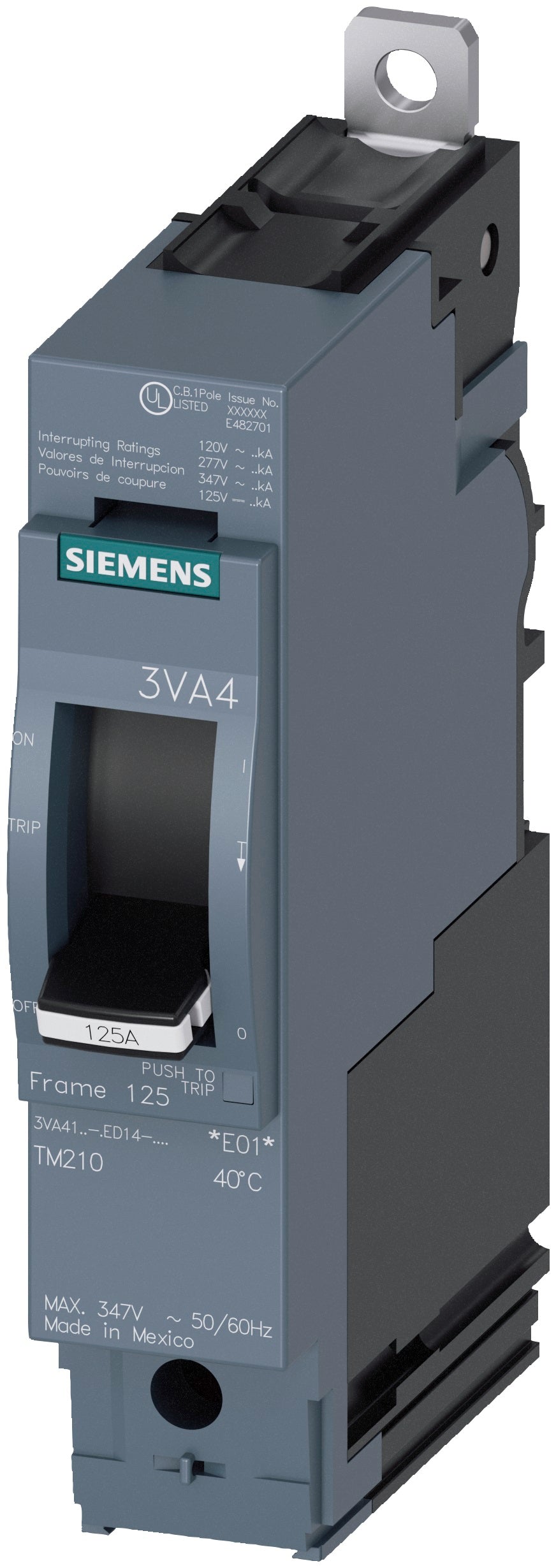 Siemens 3VA4150-4ED14-0AA0 Circuit Breaker | 600V 50A 1P 25kA@277V Bolt-On 3VA