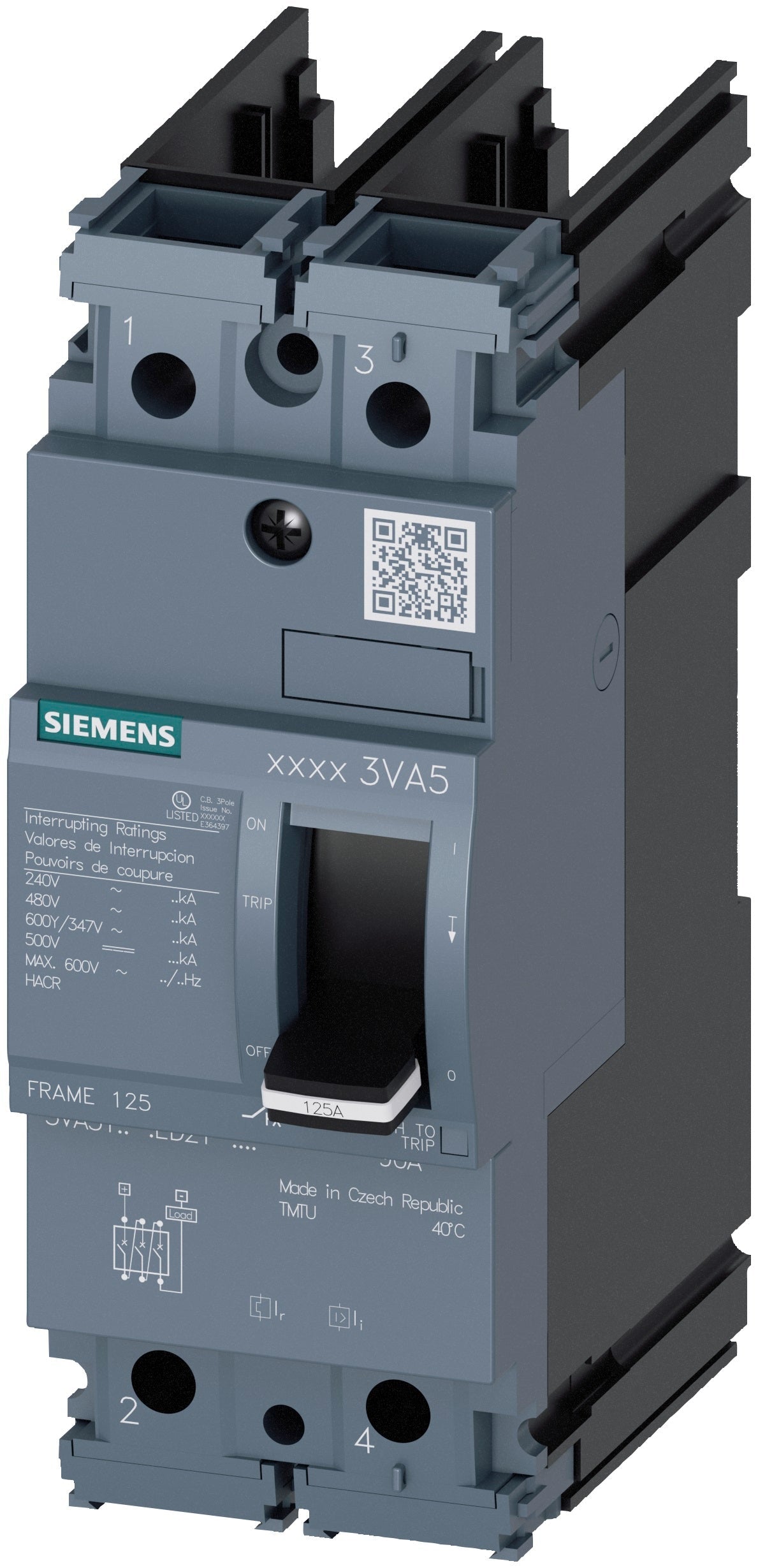 Siemens 3VA5112-4ED21-0AA0 Circuit Breaker | 125A 2P 25kA@480V 3VA