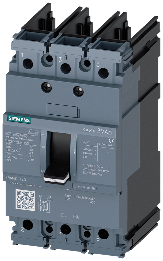 Siemens 3VA5160-6ED31-0AA0 Circuit Breaker | 600V 60A 3P 65kA@480V Feed-Thru 3VA