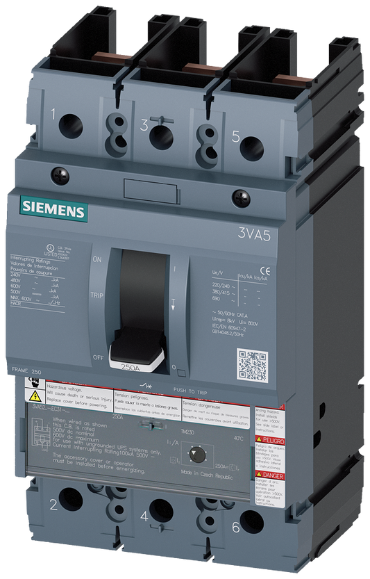 Siemens 3VA5217-5EC31-0AA0 Circuit Breaker | 600V 175A 3P 35kA@480V Feed-Thru Sentron Series