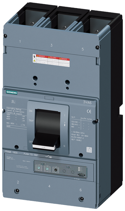 Siemens 3VA6580-7JQ32-2AA0 Molded Case Circuit Breaker 600V 800A 3P 100kA@480V Bolt-On 3VA6