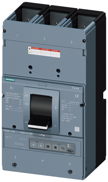 Siemens 3VA6610-6HN32-0AA0 Molded Case Circuit Breaker 600V 1000A 3 Pole 65kA@480V Bolt-On 3VA