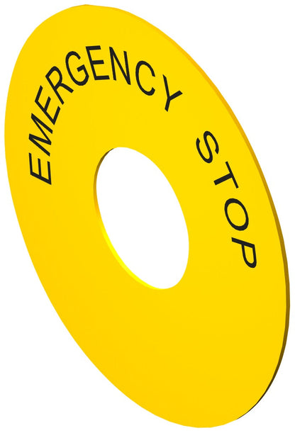 SIE 52AAR Emergency Stop Ring | 90mm Pushbutton Round Black Legend Yellow Background